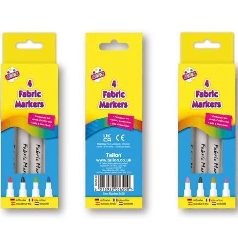 Artbox Assorted Colour Permanent Fabric Markers 4 Pack