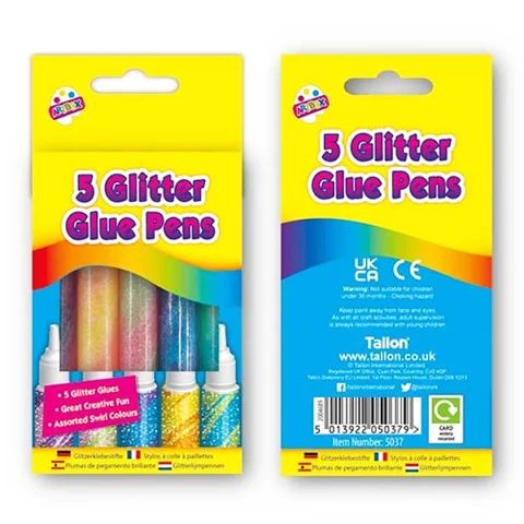 Artbox Assorted Colour Swirl Glitter Glue Pens 5 Pack