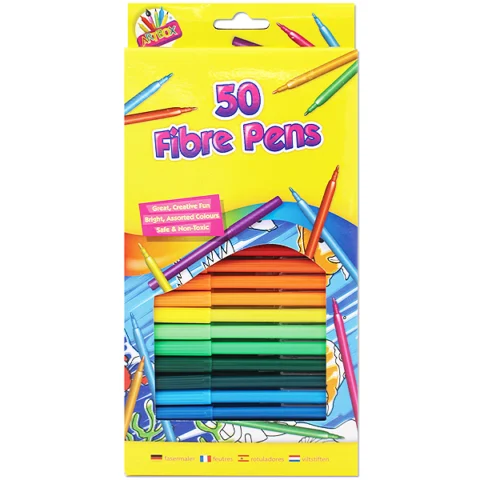 Artbox Assorted Fine Fibre Tip Colouring Pens 50 Pack