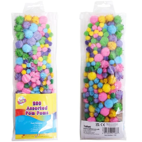Artbox Assorted Pom Poms 200 Pack