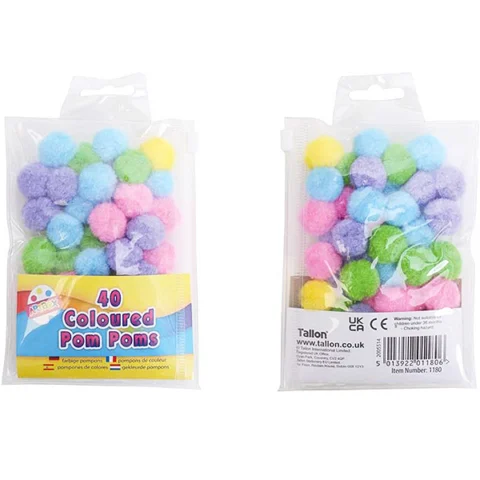 Artbox Coloured Pom Poms 2.5cm 40 Pack