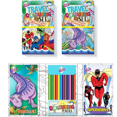 Artbox Dinosaurs & Superheroes Travel Colouring Set Assorted