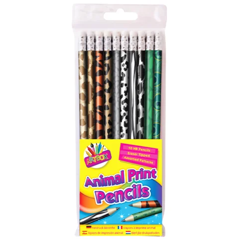 Artbox Eraser-Tipped Animal Print HB Pencils 10 Pack