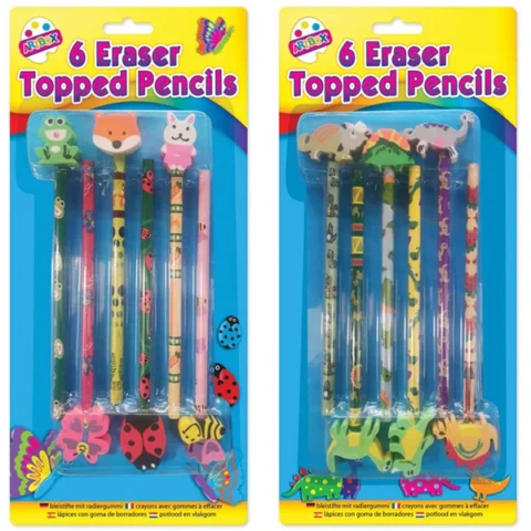 Artbox Eraser-Topped Novelty Animal Pencils 6 Pack Assorted