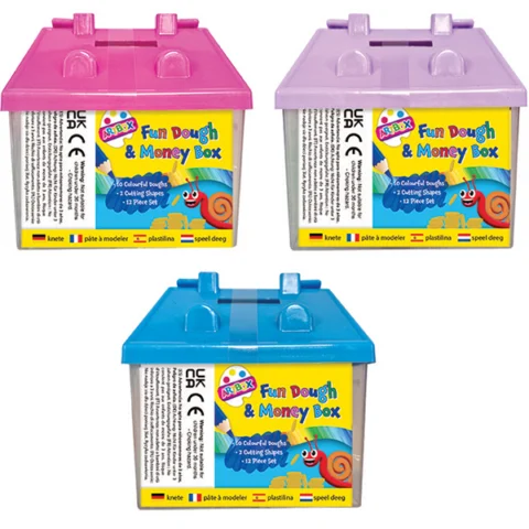 Artbox Fun Dough & Money Box Play Set 12pc Assorted Colours