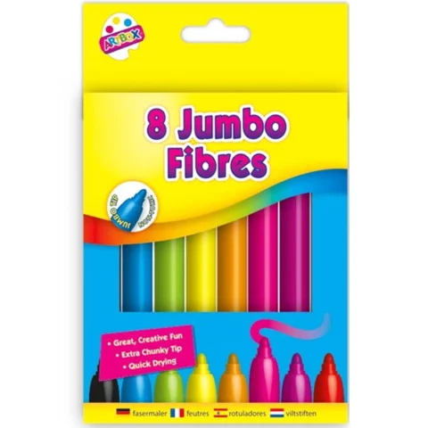 Artbox Jumbo Fibres Assorted Colours 8 Pack