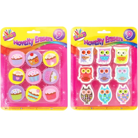 Artbox Owl & Cupcake Novelty Erasers 9 Pack