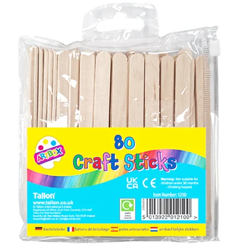 Artbox Plain Craft Lolly Sticks 80 Pack