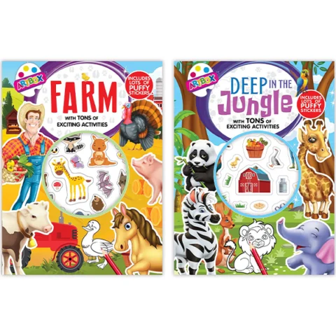 Artbox Puffy Sticker Farm & Jungle Activity Books Assorted