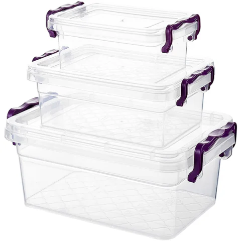 Asude Triple Transparent Storage Container Set Large 3pc