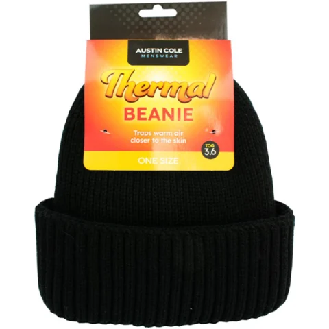 Austin Cole Men's Black Thermal Beanie Hat