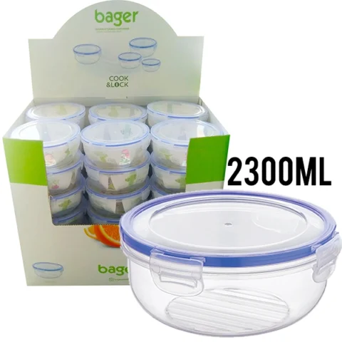 Bager Click & Lock Round Food Storage Container 2300ml