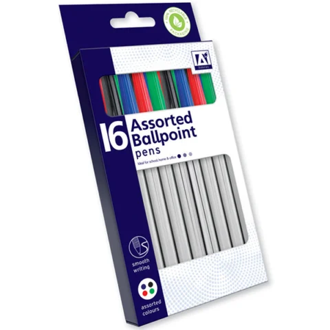 Ballpoint Pens Assorted Colours 16 Pack