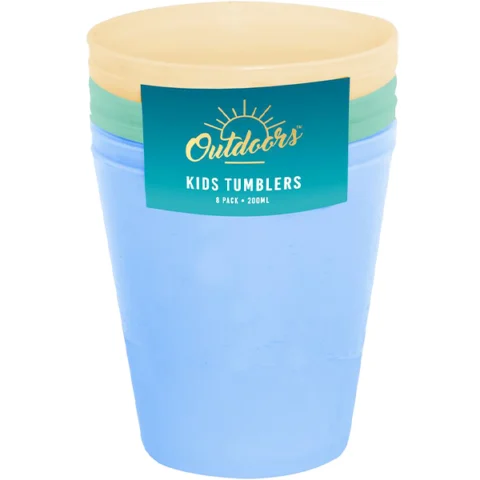 Bello Assorted Colour Plastic Kids Tumblers 200ml 8 Pack