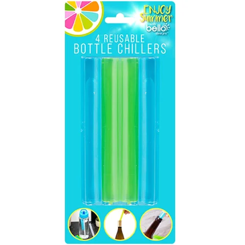 Bello Assorted Colour Reusable Bottle Chillers 4 Pack