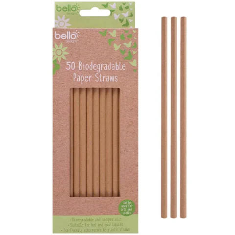 Bello Biodegradable Paper Straws 50 Pack