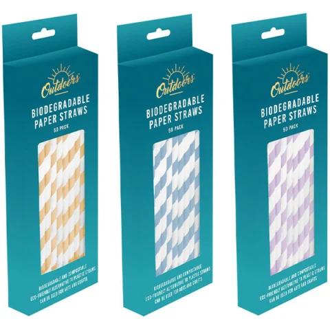 Bello Biodegradable Paper Straws 50 Pack Assorted Colours