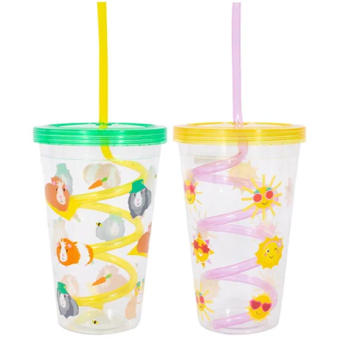 Bello Crazy Straw Party Tumblers 650ml Assorted