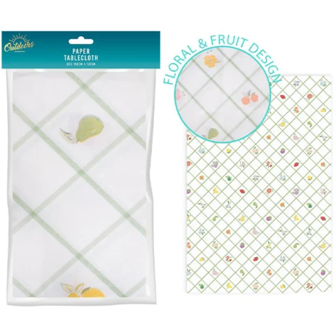 Bello Floral & Fruit Paper Tablecloth 180cm X 120cm