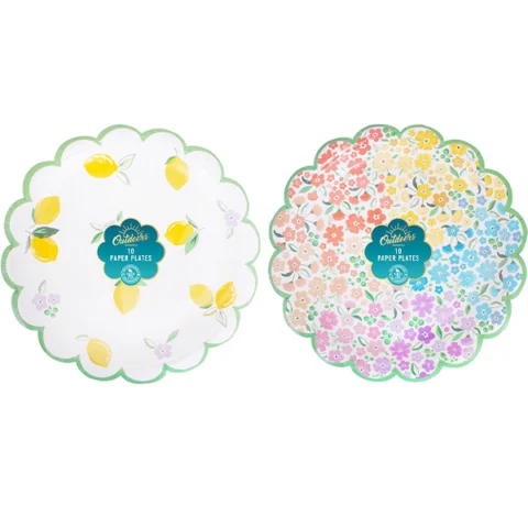 Bello Fruit & Floral Scalloped Paper Plate 10 Pack Assorted