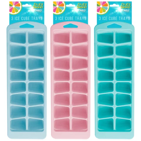Bello Ice Cube Trays 3 Pack Assorted Colours 25cm X 8.5cm X 2.5cm