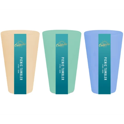 Bello Plastic Picnic Tumbler 14oz 4 Pack Assorted Colours