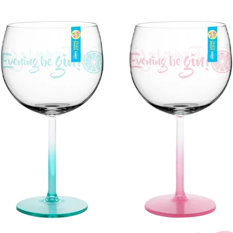 Bello Plastic Printed Gin Glass 600ml Assorted Colours
