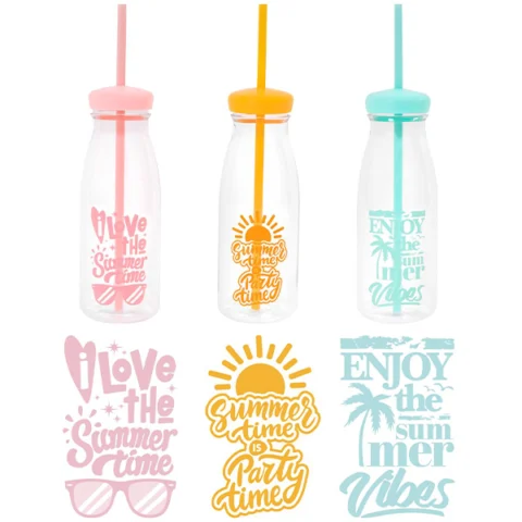 Bello Plastic Summer Bottles With Straw 525ml Assorted
