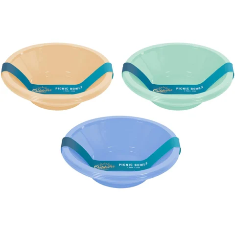 Bello Plastic Summer Picnic Bowls 18cm 4 Pack Assorted Colours
