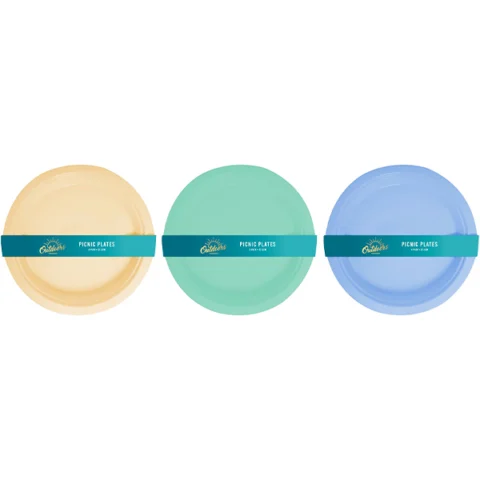 Bello Plastic Summer Picnic Kids Plates 23cm 4 Pack Assorted Colours