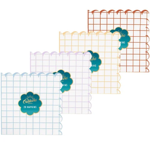 Bello Scallop Edge Checked Paper Napkins 20 Pack Assorted Colours