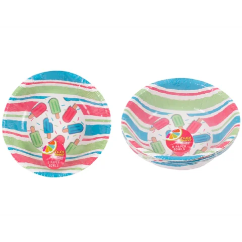Bello Stripe Lolly Paper Bowl 13cm 8 Pack