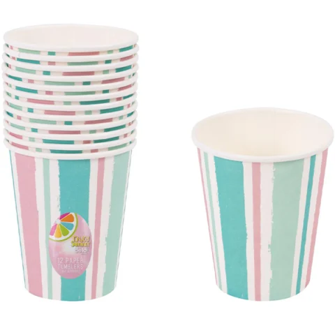 Bello Stripe Paper Tumbler 8oz 12 Pack