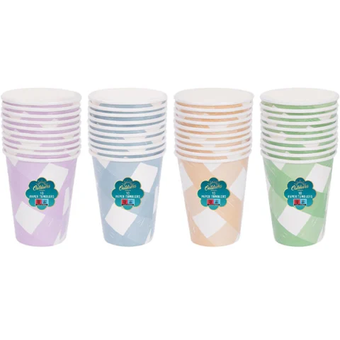 Bello Striped Paper Tumbler 12oz 10 Pack Assorted Colours