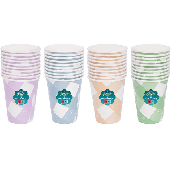 Bello Striped Paper Tumbler 12oz 10 Pack Assorted Colours