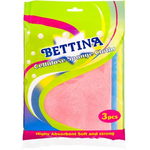 Bettina Assorted Colour Cellulose Highly Absorbent Sponge Cloths 3 Pack