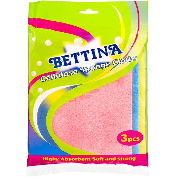 Bettina Assorted Colour Cellulose Highly Absorbent Sponge Cloths 3 Pack