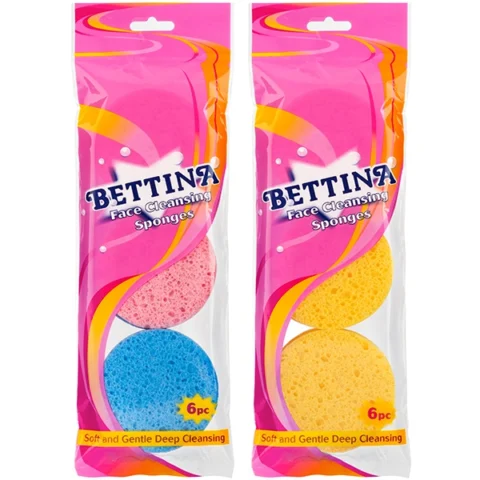 Bettina Assorted Colour Face Cleansing Sponges 6 Pack