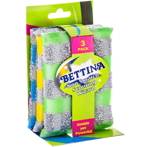 Bettina Assorted Colour Non-Scratch Scouring Wizards 3 Pack