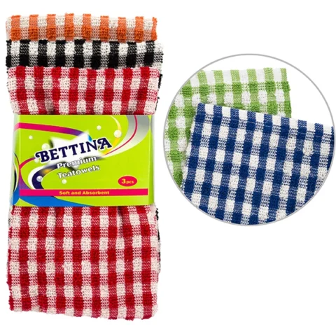 Bettina Assorted Colour Premium Tea Towels 3 Pack