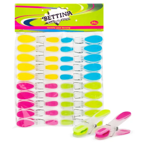 Bettina Assorted Colour Soft Grip Pegs 20 Pack