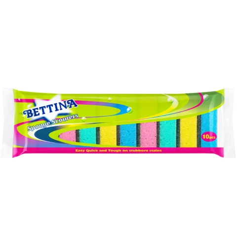 Bettina Assorted Colour Sponge Scourers 10 Pack