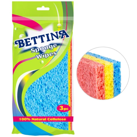 Bettina Assorted Colour Sponge Wipes 3 Pack