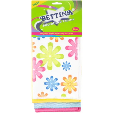 Bettina Assorted Floral Microfibre Cloth 4 Pack