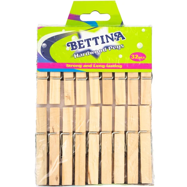 Bettina Hardwood Clothing Pegs 32 Pack