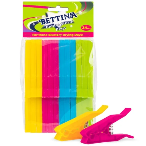 Bettina Jumbo Storm Pegs Assorted Colours 24pc