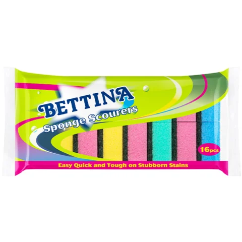 Bettina Multicoloured Sponge Scourers 16 Pack