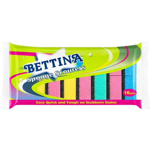 Bettina Multicoloured Sponge Scourers 16 Pack