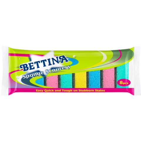 Bettina Multicoloured Sponge Scourers 8 Pack