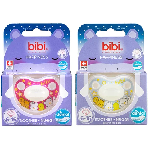 Bibi Happiness 6-16 Months Natural Glow Silicone Soother Assorted